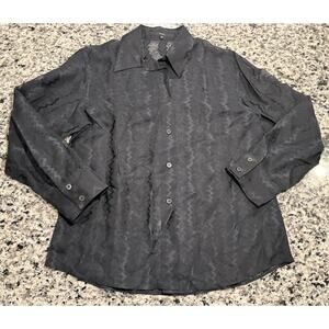 Vtg Tom Ford For Gucci Collection Sheer Silk Zig Zag Jacquard Shirt Sz 44 US XS